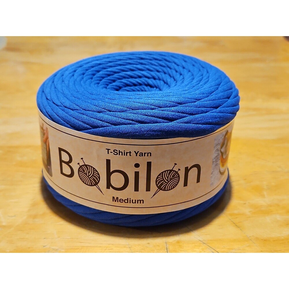 Brand New Roll Of Bobilon Yarn T-shirt Yarn Medium 7-9mm Blue 110 Yards